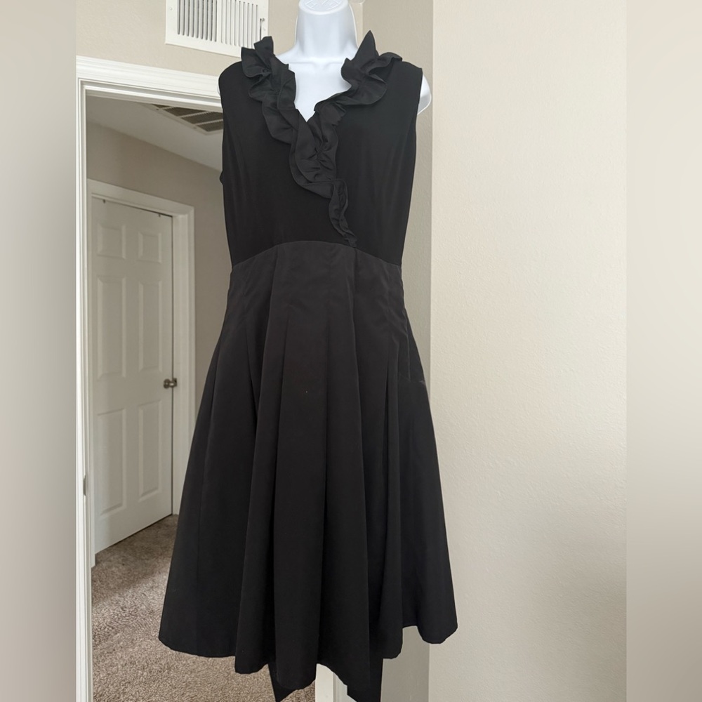 Jessica Howard Black Midi Dress with Ruffle Detail